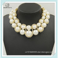 New Arrival Designed Big White Pearl Collar Necklace, Gold Twist Chain Pearl Necklace